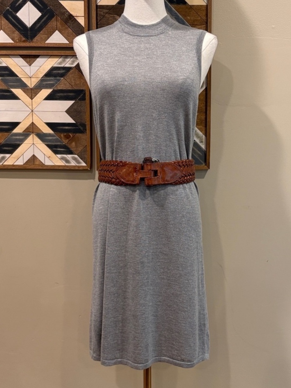 NAADAM Silk Cashmere Grey Mock Neck Sleeveless Sweater Dress size Small